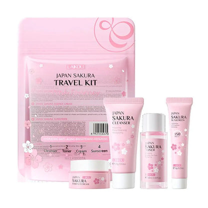 Sakura Skin Care Set facial Cleanser,Serum,Toner,Sunscreen,facial cream Beauty skin care For Women Gifts Routine Travel Kit