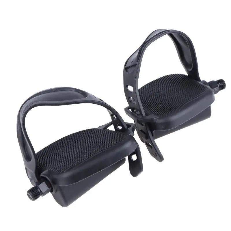 Fitness Bike Pedals 1 Pair Non Slip Surface With Adjustable Straps for Exercise Equipment Home Workout