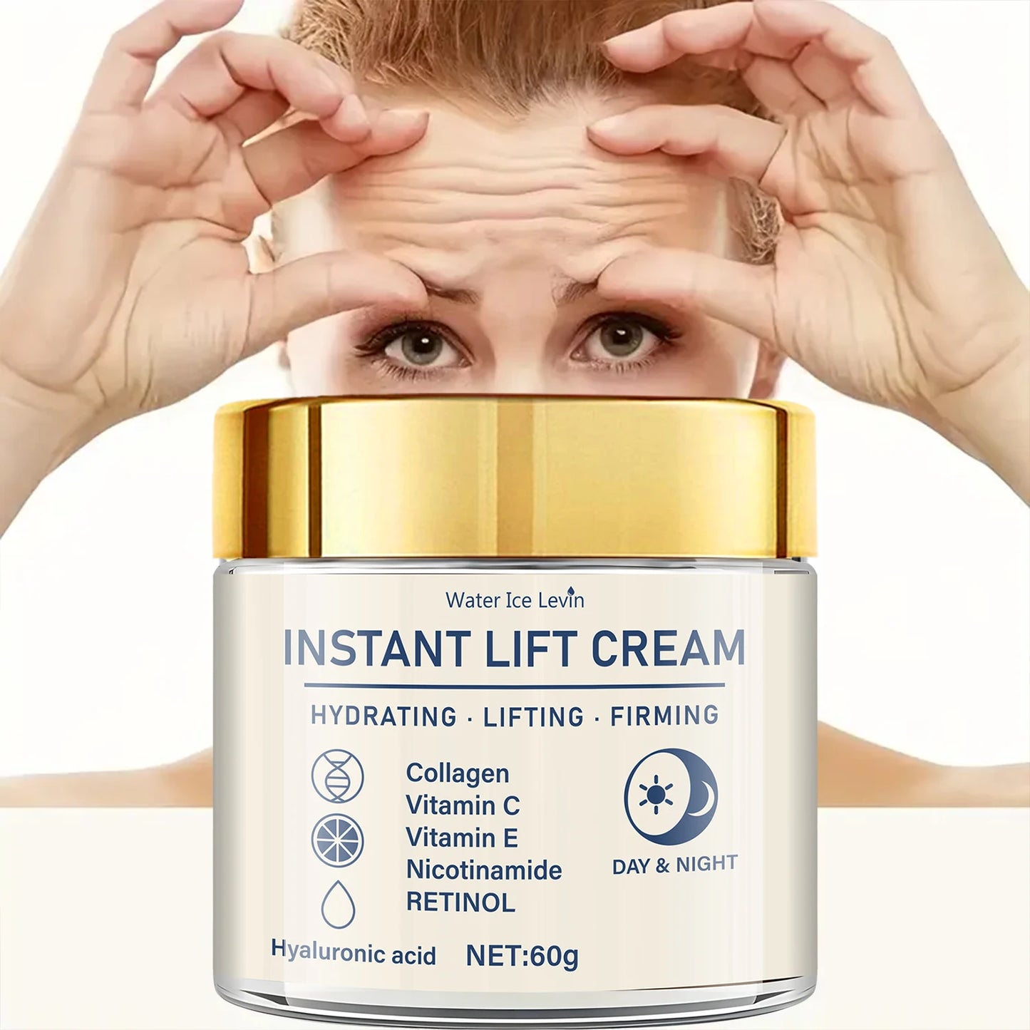Facial Firming and Lifting Cream - Rich in Hyaluronic Acid and Retinol, Tightens and Lifts the Skin, Moisturizes the Skin, Suitable for All Skin Types, Daily Skincare Product