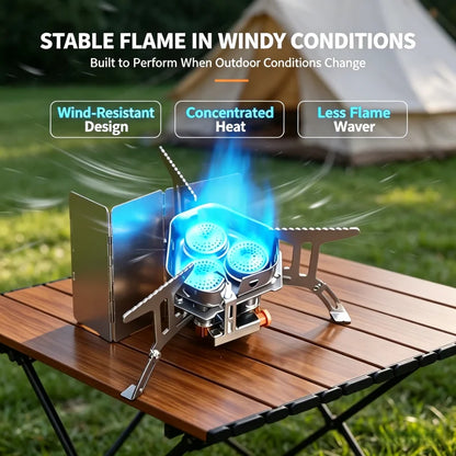 Portable 3-Burner Gas Stove, Foldable Like a Backpack for Easy Travel, Ideal for Outdoor Hiking Camping and Picnic Cooking