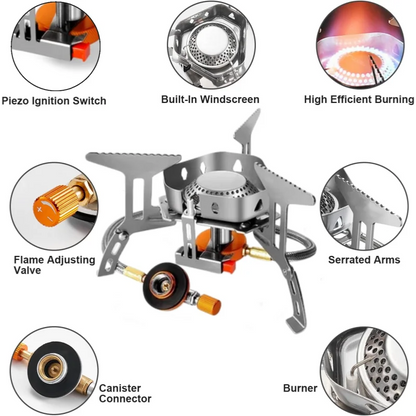 Portable 3-Burner Gas Stove, Foldable Like a Backpack for Easy Travel, Ideal for Outdoor Hiking Camping and Picnic Cooking