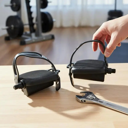 Fitness Bike Pedals 1 Pair Non Slip Surface With Adjustable Straps for Exercise Equipment Home Workout