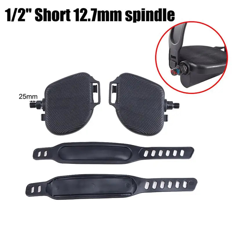 Fitness Bike Pedals 1 Pair Non Slip Surface With Adjustable Straps for Exercise Equipment Home Workout