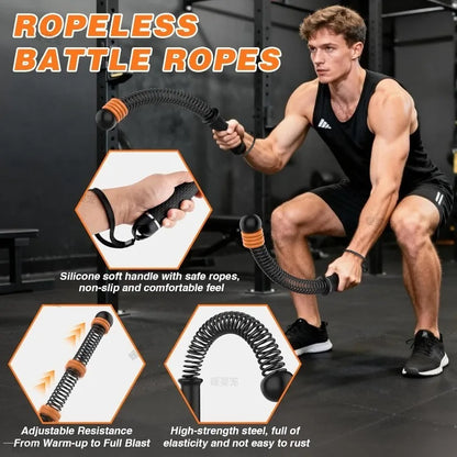 Full Body Workout Fitness Training Rope Equipment Adjustable Resistance Ropeless Battle Rope Ropeless Battle Rope for Home Gym
