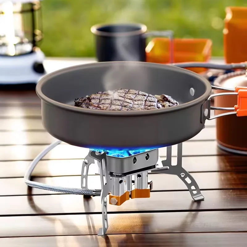 Portable 3-Burner Gas Stove, Foldable Like a Backpack for Easy Travel, Ideal for Outdoor Hiking Camping and Picnic Cooking