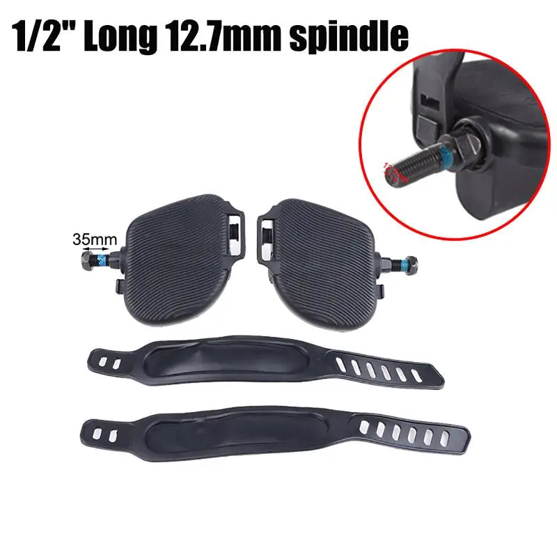 Fitness Bike Pedals 1 Pair Non Slip Surface With Adjustable Straps for Exercise Equipment Home Workout