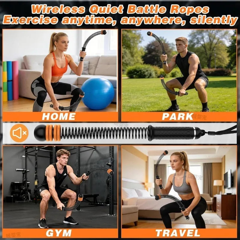Full Body Workout Fitness Training Rope Equipment Adjustable Resistance Ropeless Battle Rope Ropeless Battle Rope for Home Gym