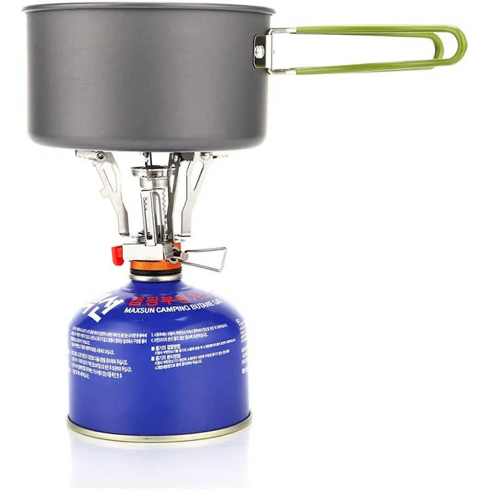 Portable Outdoor Camping Stoves Backpacking Gas Stove with Piezo Ignition Stable Support Wind-Resistance Camp Stove for Cooking